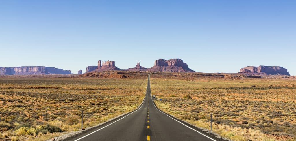 Vue sur la route 66 aux Etats-Unis