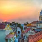 Coucher de soleil sur Carthagène en Colombie
