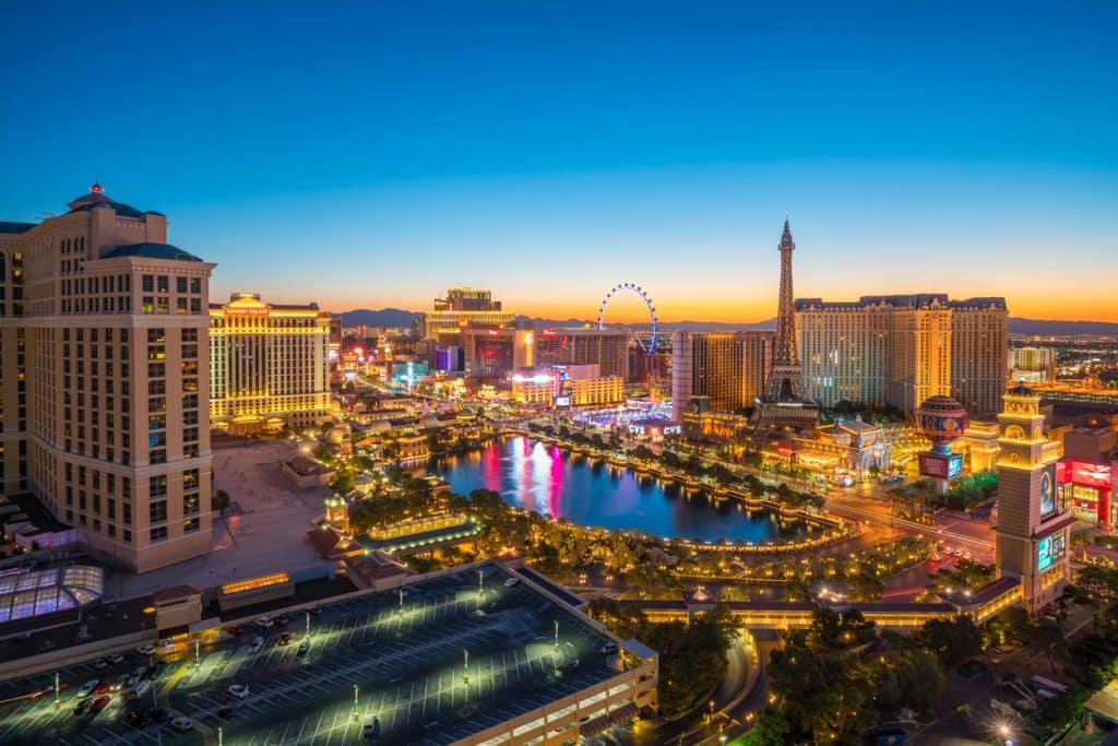 Vue aérienne du strip de Las Vegas