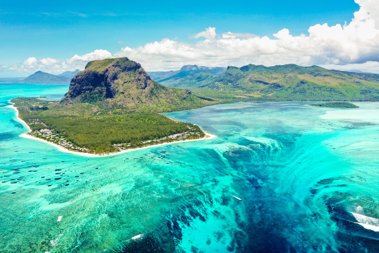 Vue aérienne de l'île Maurice