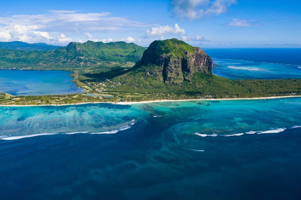 Vue aérienne sur le Morne Brabant de l'île Maurice