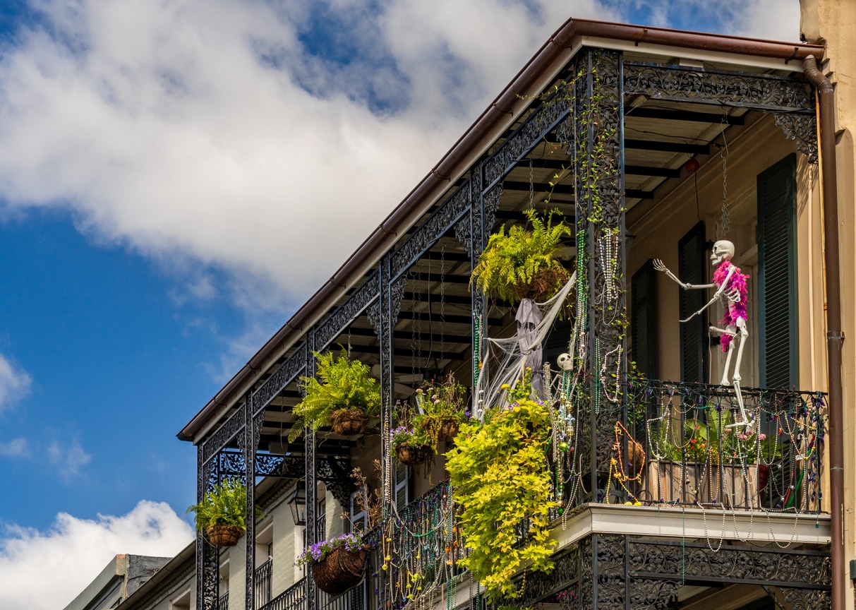 Maison typique de La Nouvelle-Orléans décorée pour Halloween