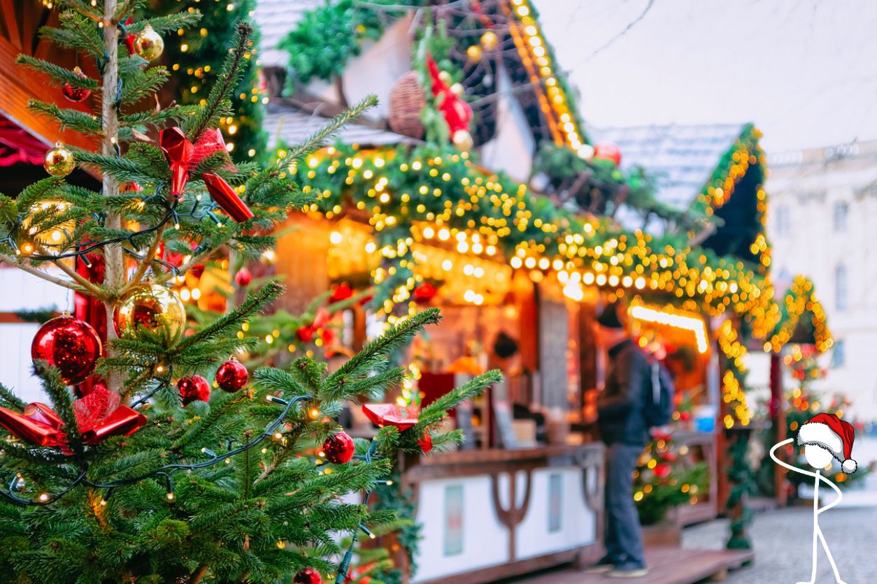 Chalet illuminé marché de Noël