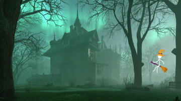 Maison hantée dans le brouillard