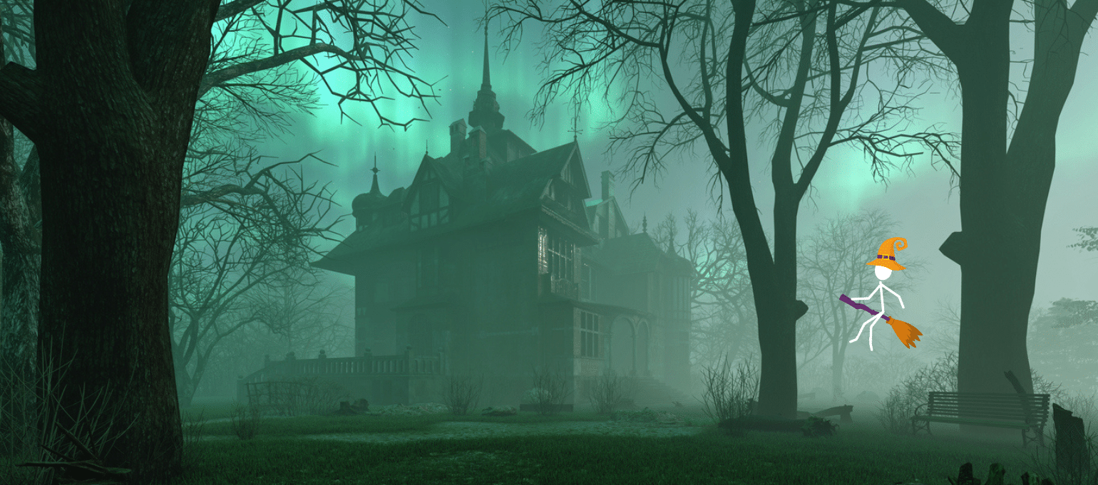 Maison hantée dans le brouillard 