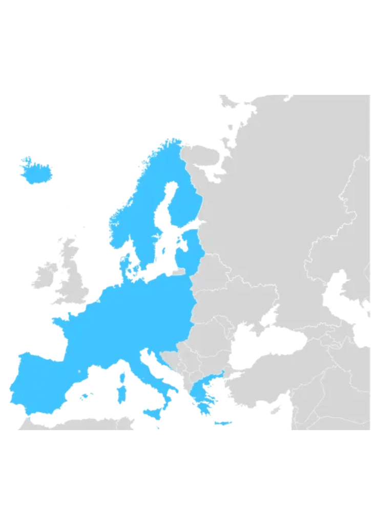 carte de l'espace Schengen en 2025