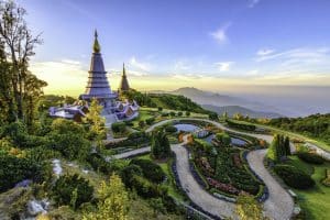 Temple in Chiang Mai in Thailand on sunrise