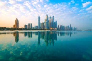 view of the skyscrapers in Dubai's Marina district
